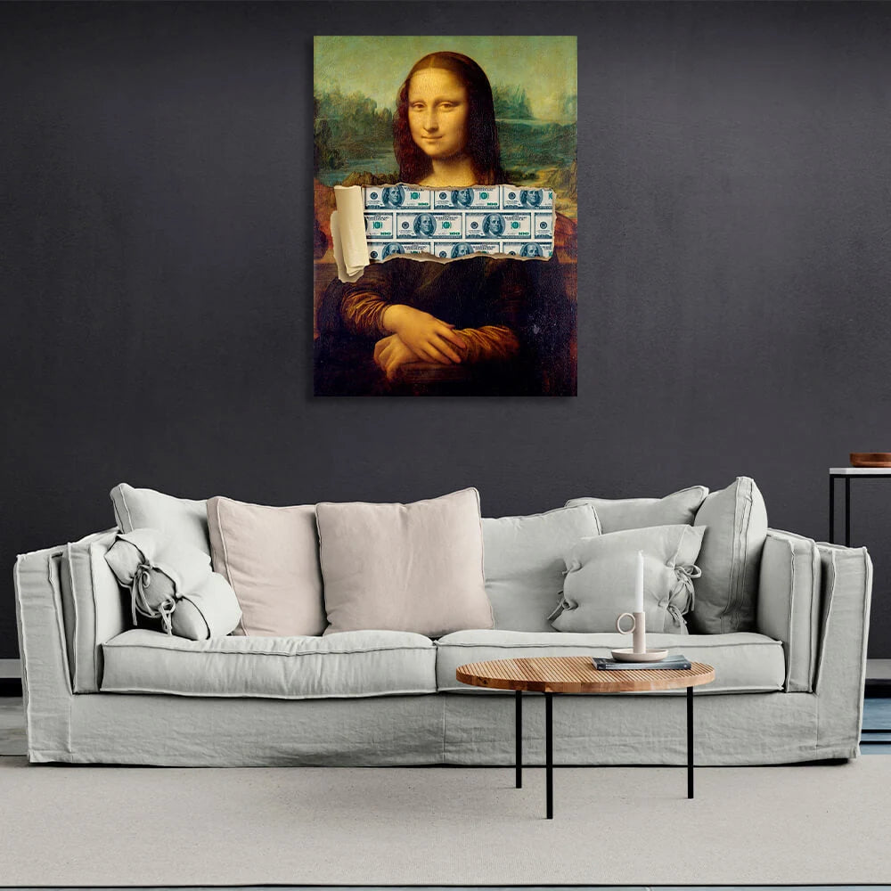 Mona Lisa, Money Lisa, inspirierender Kunstdruck auf Leinwand, Wanddekoration