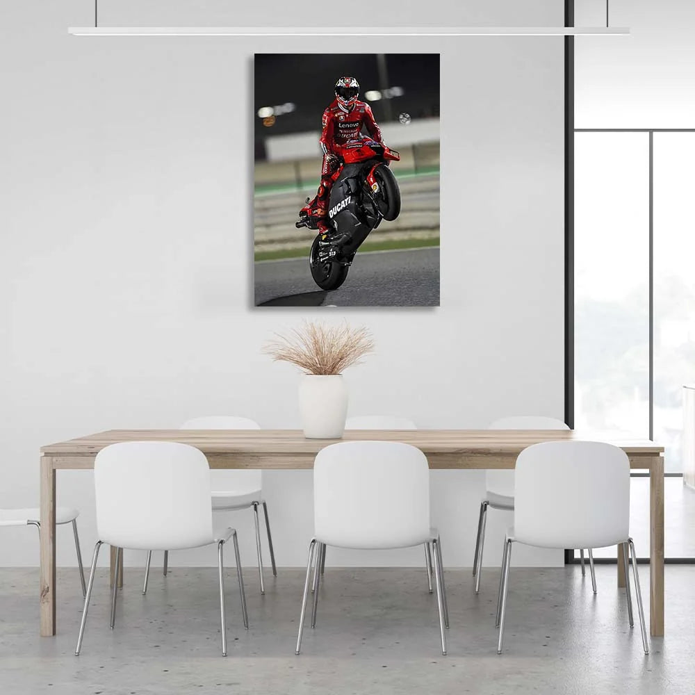 Motorcyclist Francesco Bagnaya  Canvas Wall Art Print