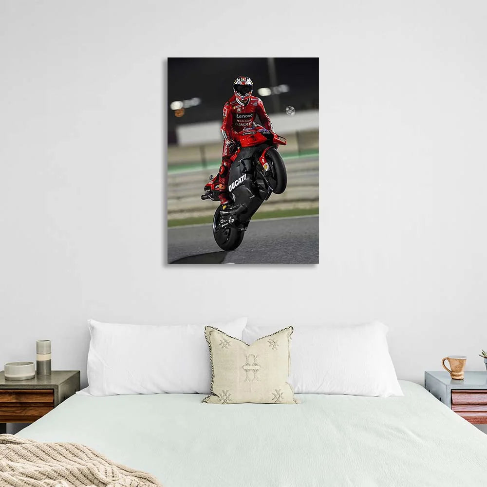 Motorcyclist Francesco Bagnaya  Canvas Wall Art Print