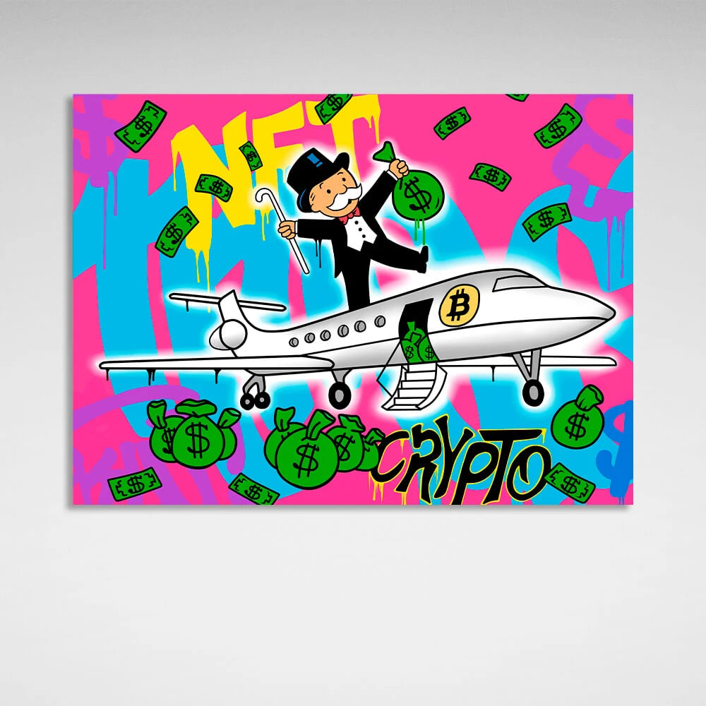 NFT Crypto Bitcoin Monopoly Leinwand Wand Kunstdruck