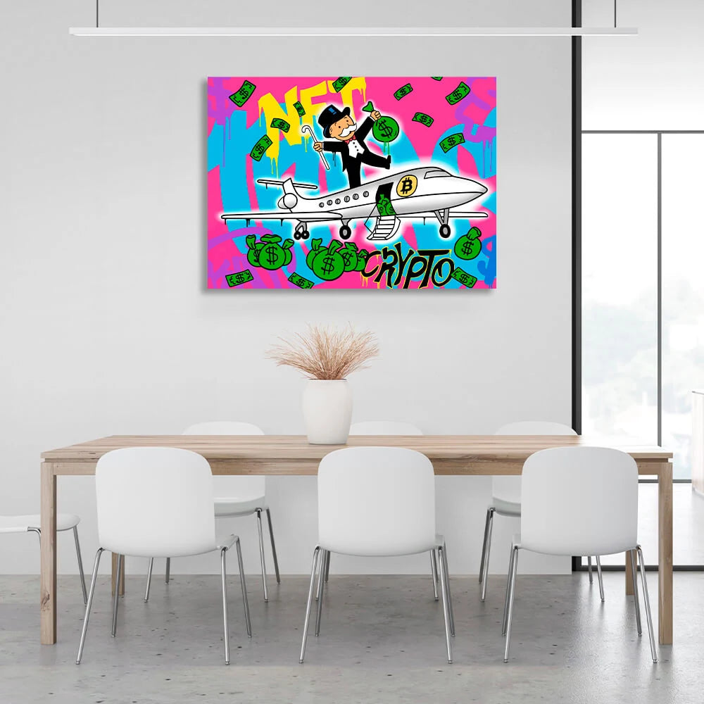 NFT Crypto Bitcoin Monopoly Canvas Wall Art Print