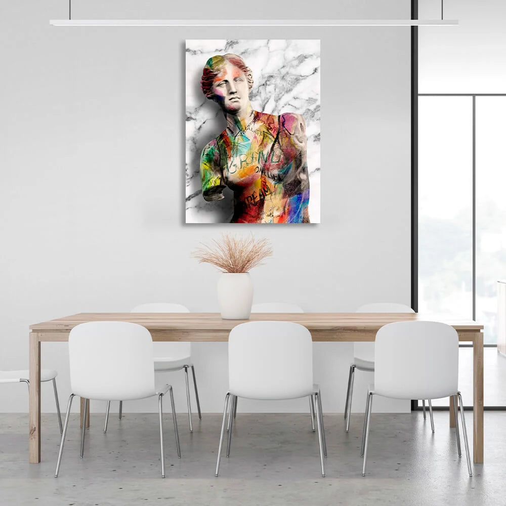 Multicolored Venus graffiti statue Canvas Wall Art Print