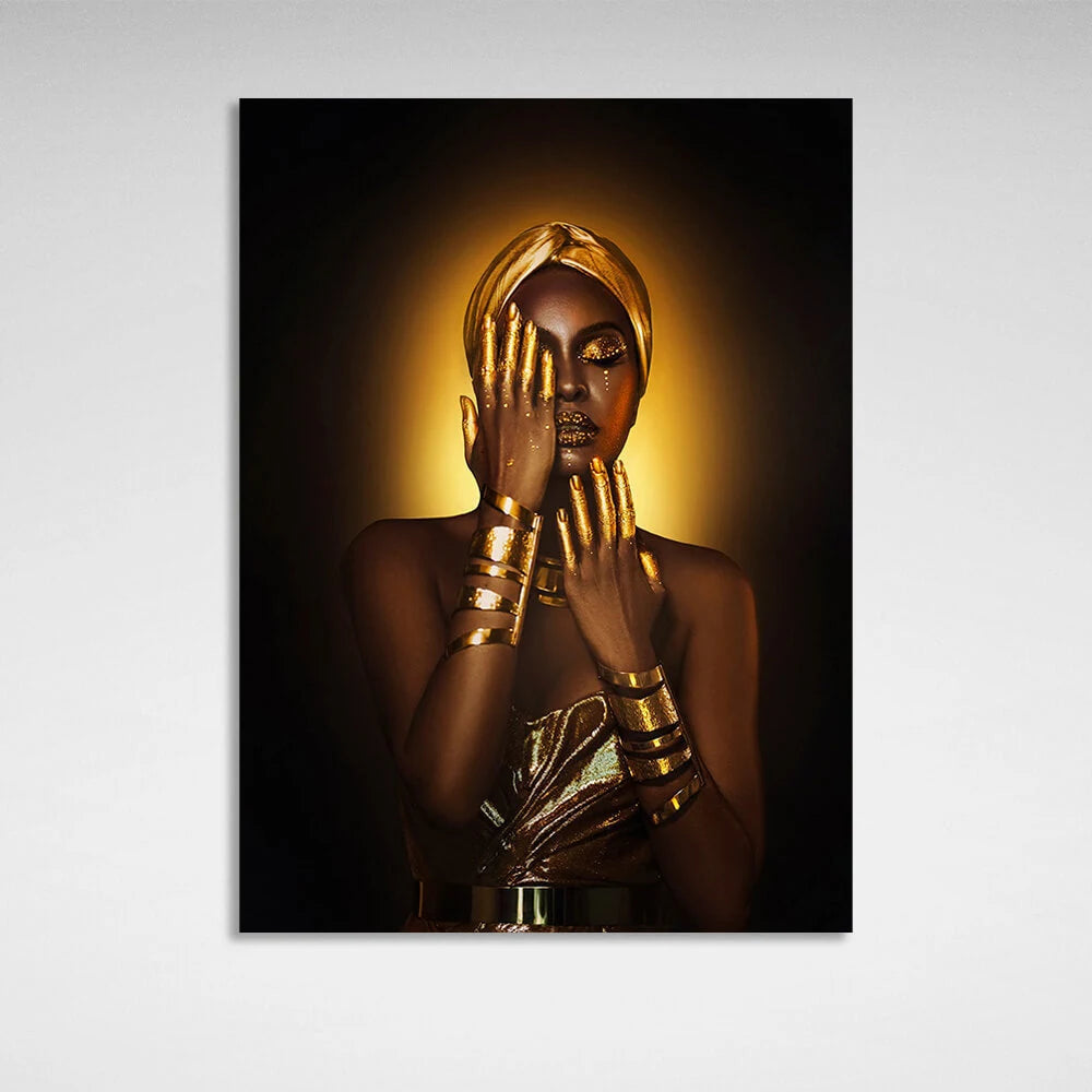 Leinwandbild „Orientalische Frau in Braun- und Goldfarben“