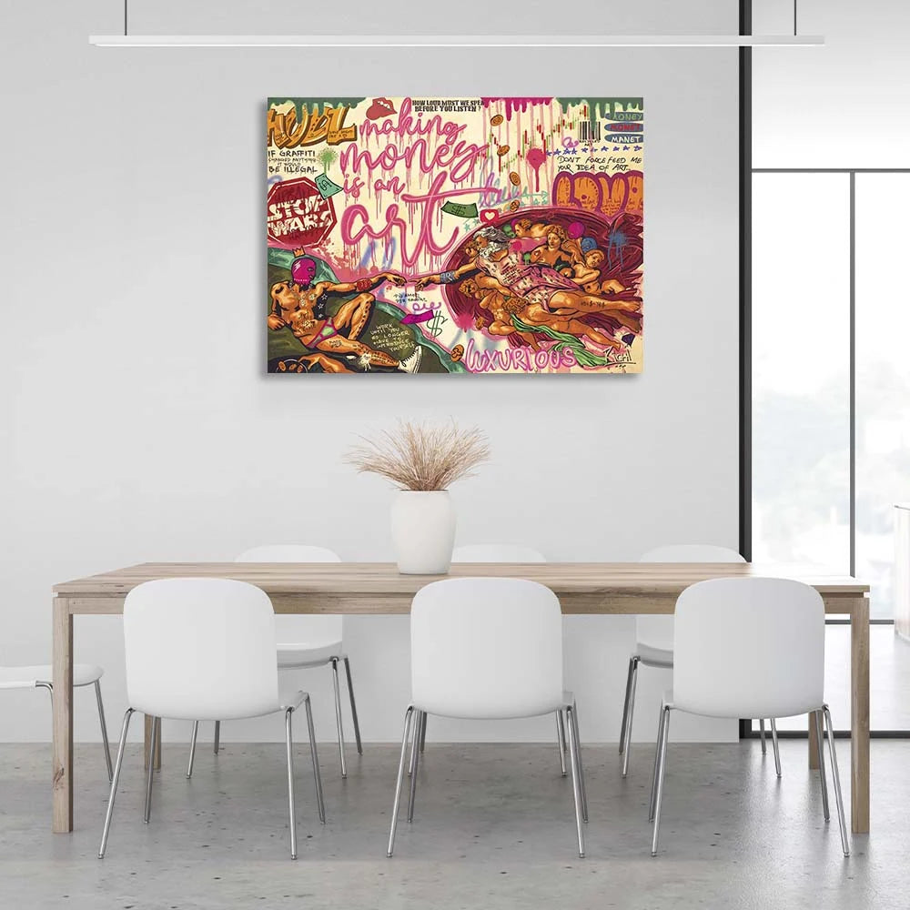 Pop-Art-Kunstdruck „Erschaffung Adams“ auf Leinwand