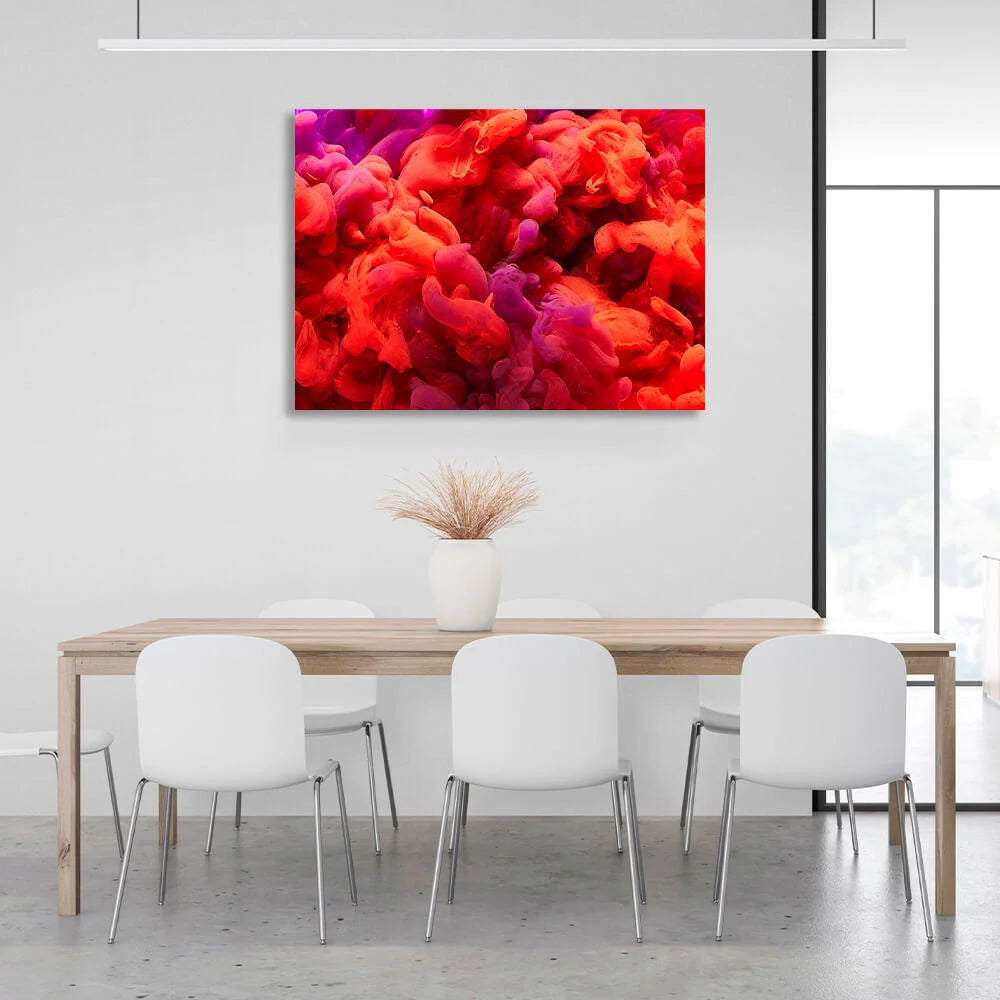 Kunstdruck auf Leinwand, rot und violett, Rauch