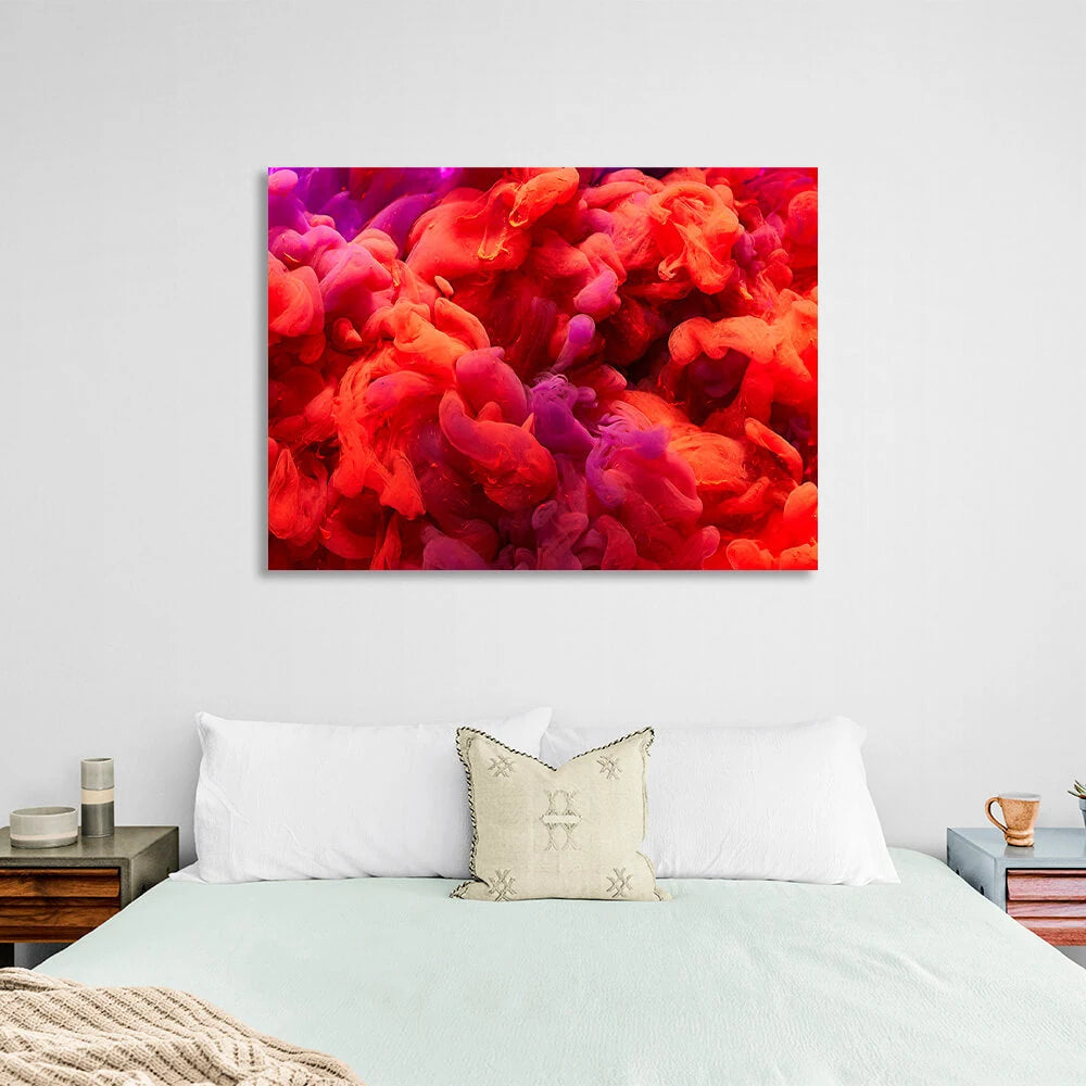 Kunstdruck auf Leinwand, rot und violett, Rauch