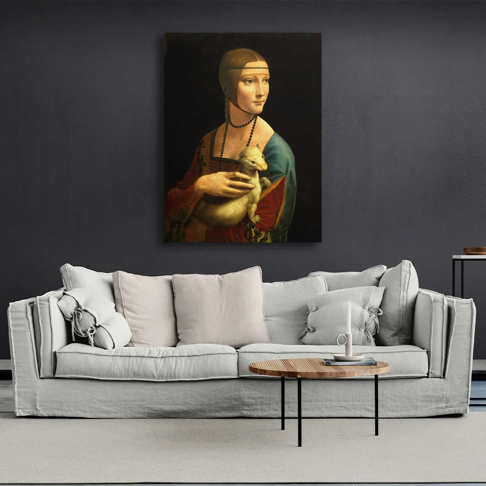 Reproduktion von Leonardo da Vincis „Die Dame mit dem Hermelin“, Reproduktion auf Leinwand, Wand-Kunstdruck