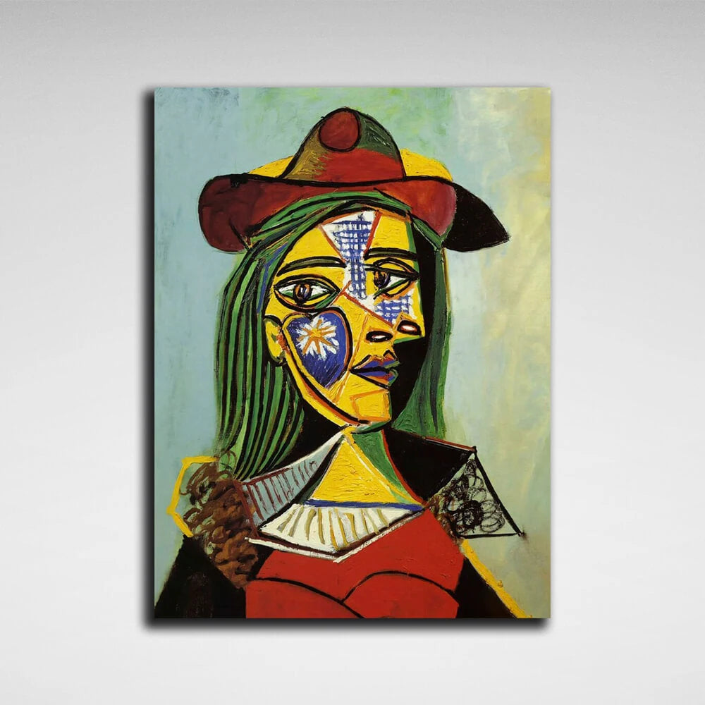 Reproduktion von Femme au chapeau et col en fourrure, Reproduktion auf Leinwand, Kunstdruck
