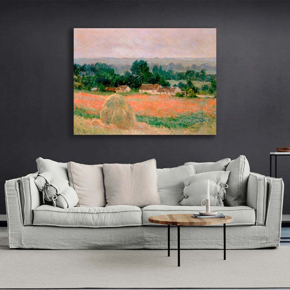 Reproduktion: Heuhaufen in Giverny, Reproduktion, Kunstdruck auf Leinwand, Wandbild