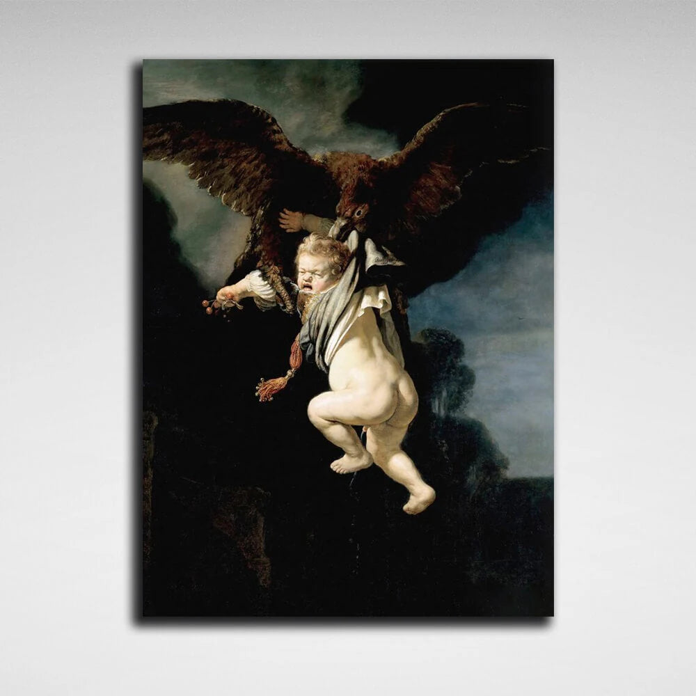 Reproduktion „Die Entführung des Ganymed“ von Rembrandt, Reproduktion auf Leinwand, Kunstdruck
