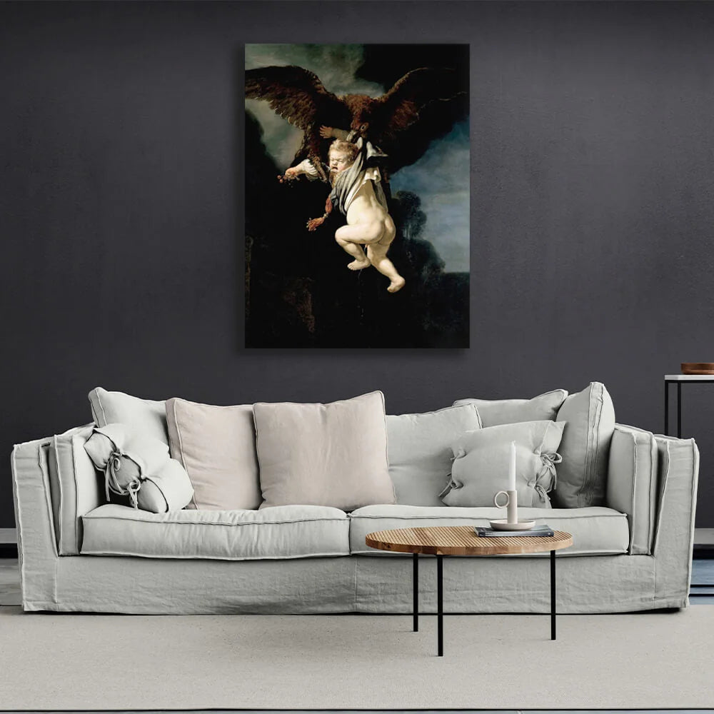 Reproduktion „Die Entführung des Ganymed“ von Rembrandt, Reproduktion auf Leinwand, Kunstdruck