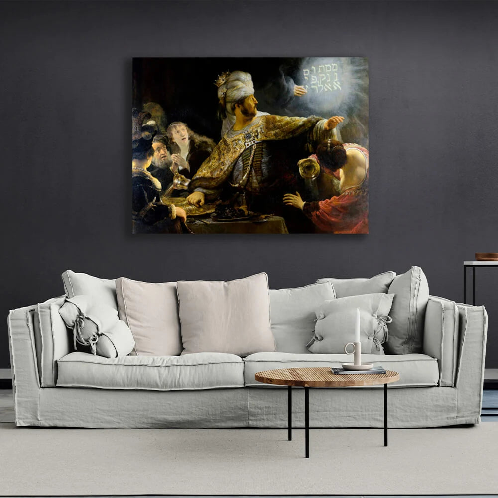 Reproduktion „Das Fest des Belsazar“ von Rembrandt, Reproduktion auf Leinwand, Kunstdruck