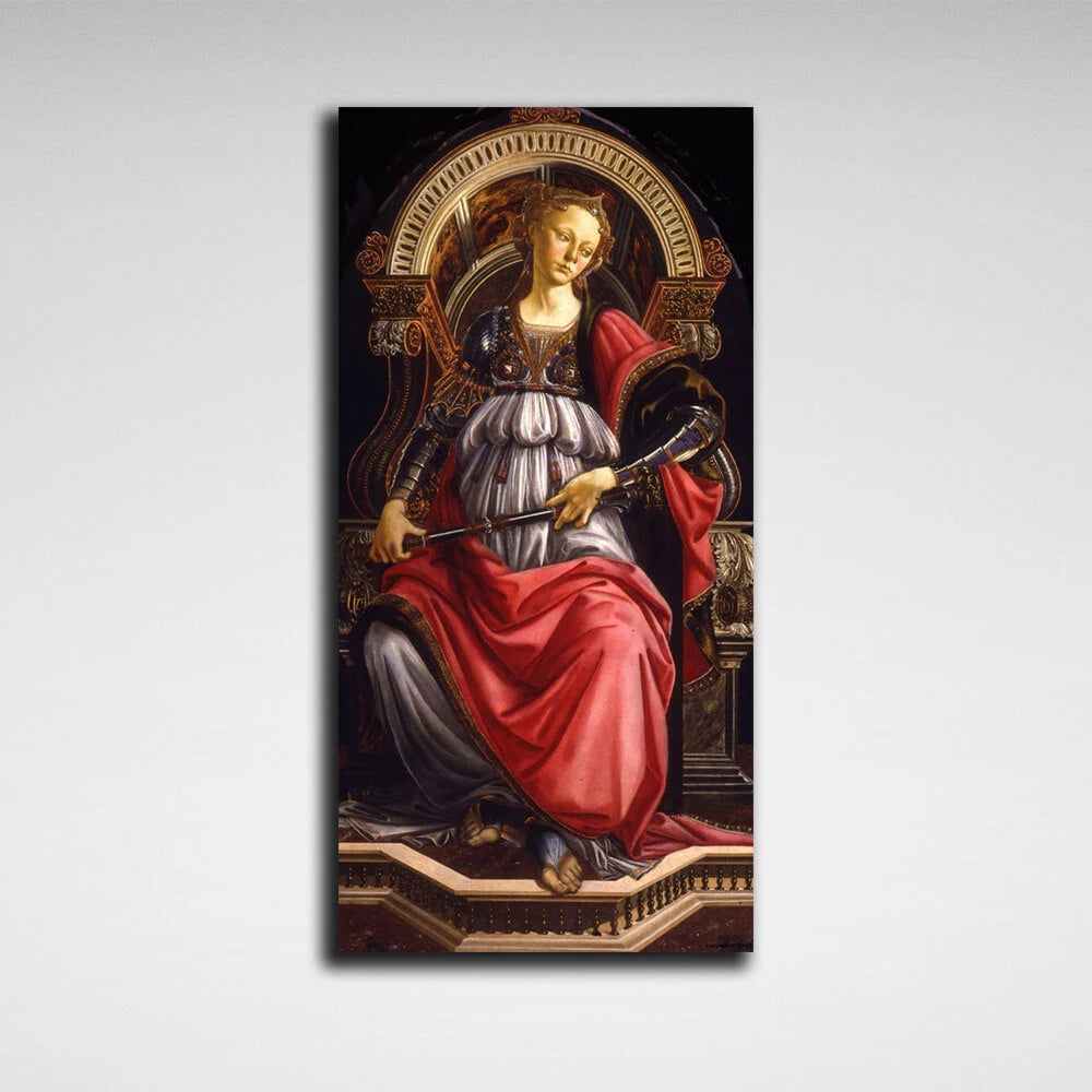 Reproduktion von Sandro Botticellis „Allegorie der Stärke“, Reproduktion auf Leinwand, Kunstdruck