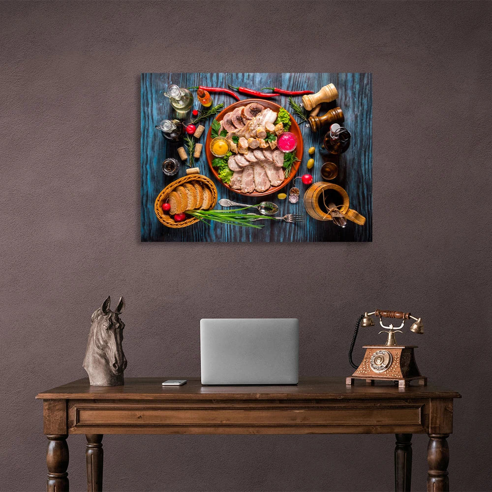 Sausage, sausage, bread Canvas Wall Art Print For Kitchen