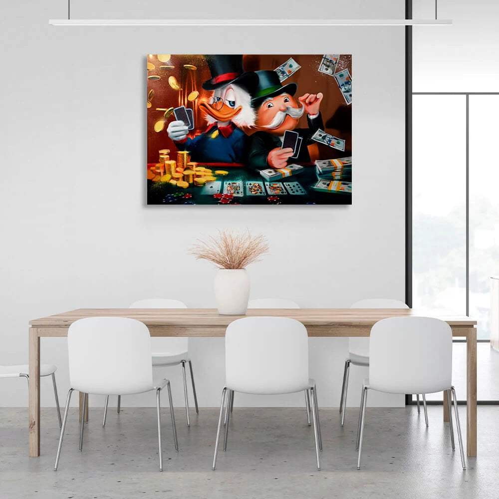 Scrooge, Monopoly, Karten Inspirierender Leinwand-Kunstdruck