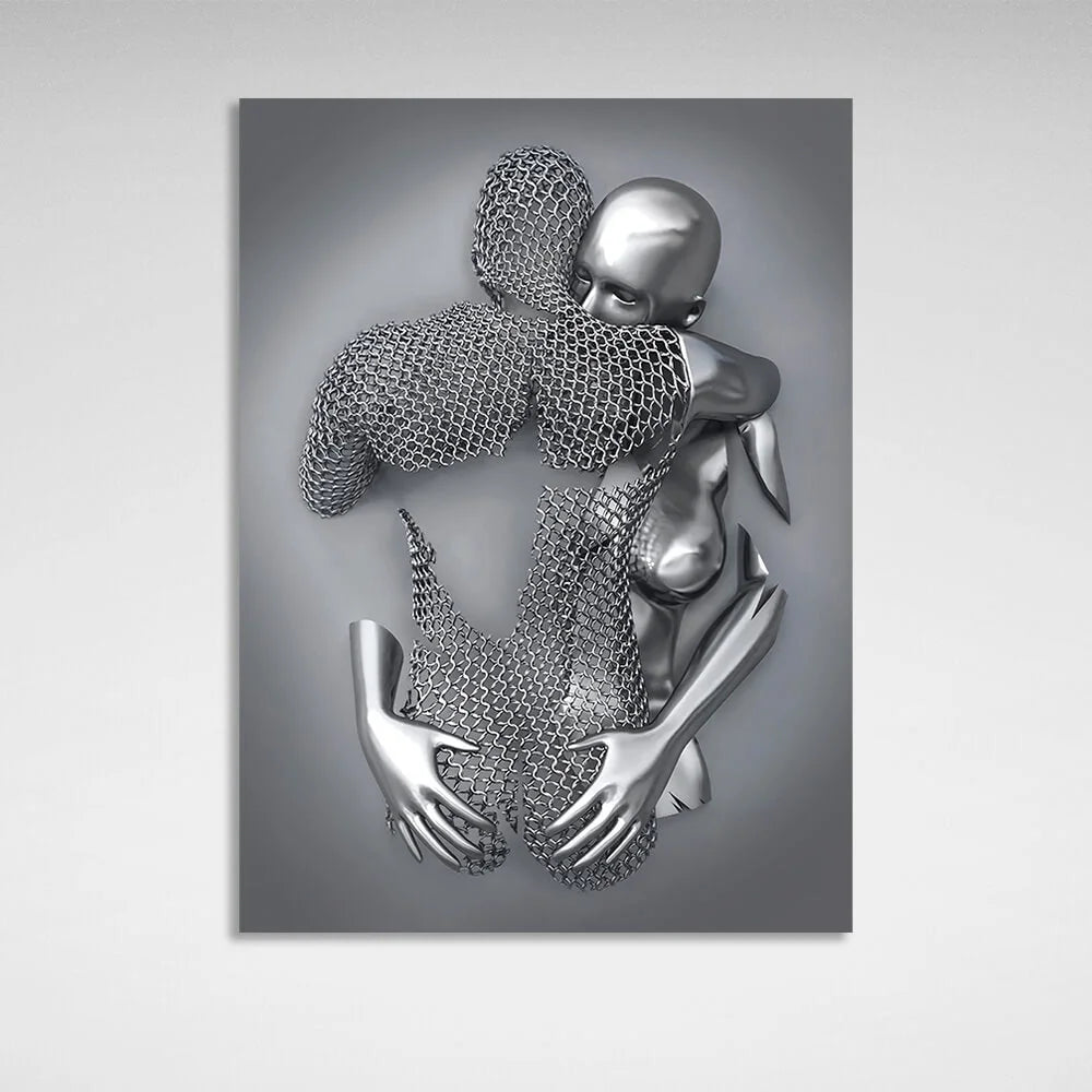 Leinwandbild mit Metallstatuen