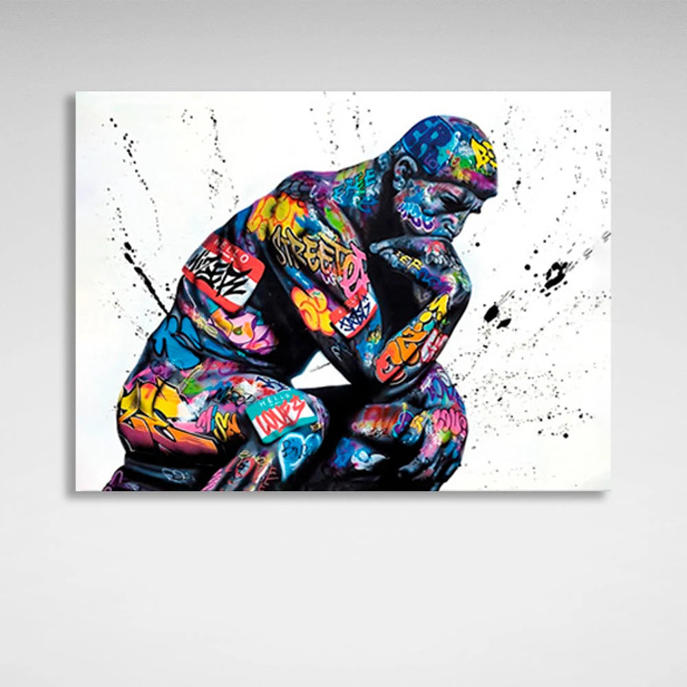 Leinwandbild „Skulptur im Graffiti“