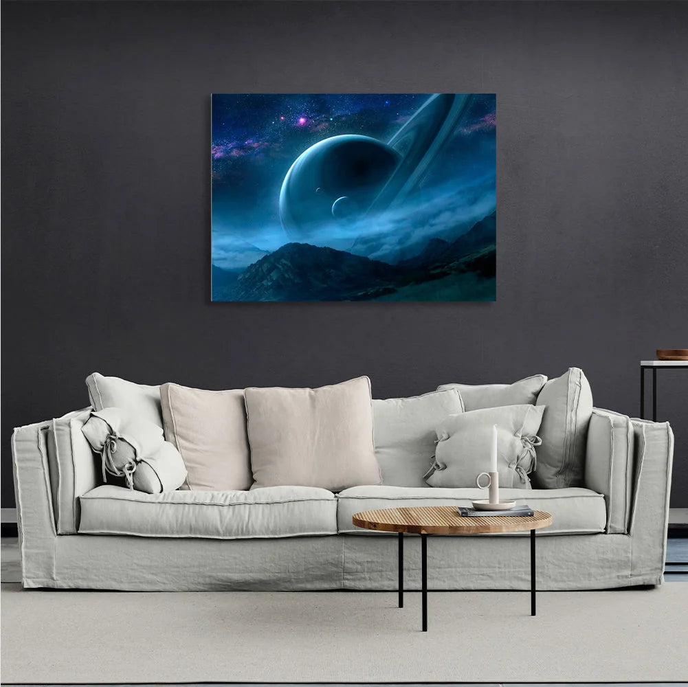 Leinwandbild „Space Saturn and the Mountains“