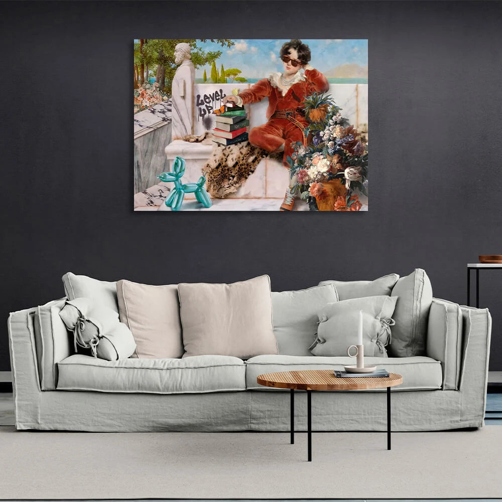 Der Junge und die Bücher – motivierender Kunstdruck auf Leinwand