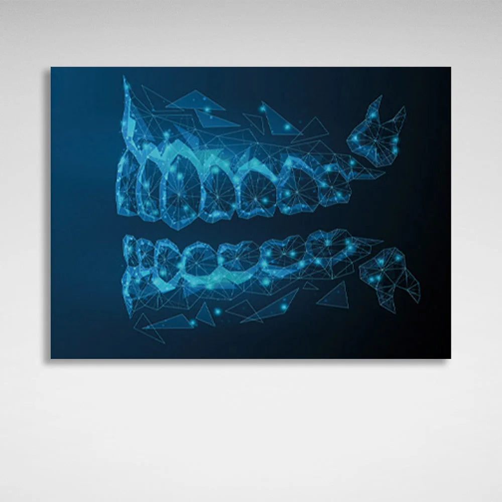 Leinwandbild „Zähne auf blauem Hintergrund“