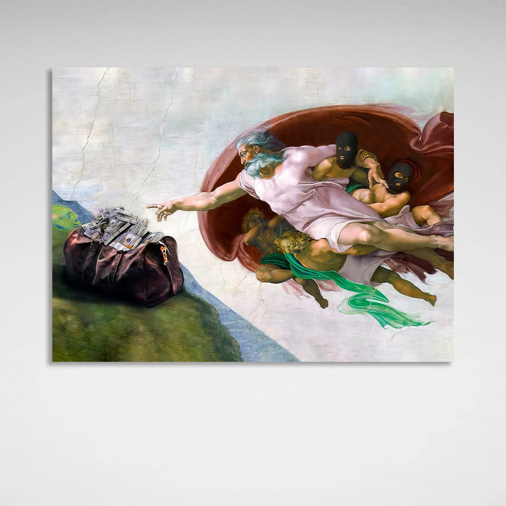 Die Schaffung des Geldes Inspirierender Kunstdruck auf Leinwand