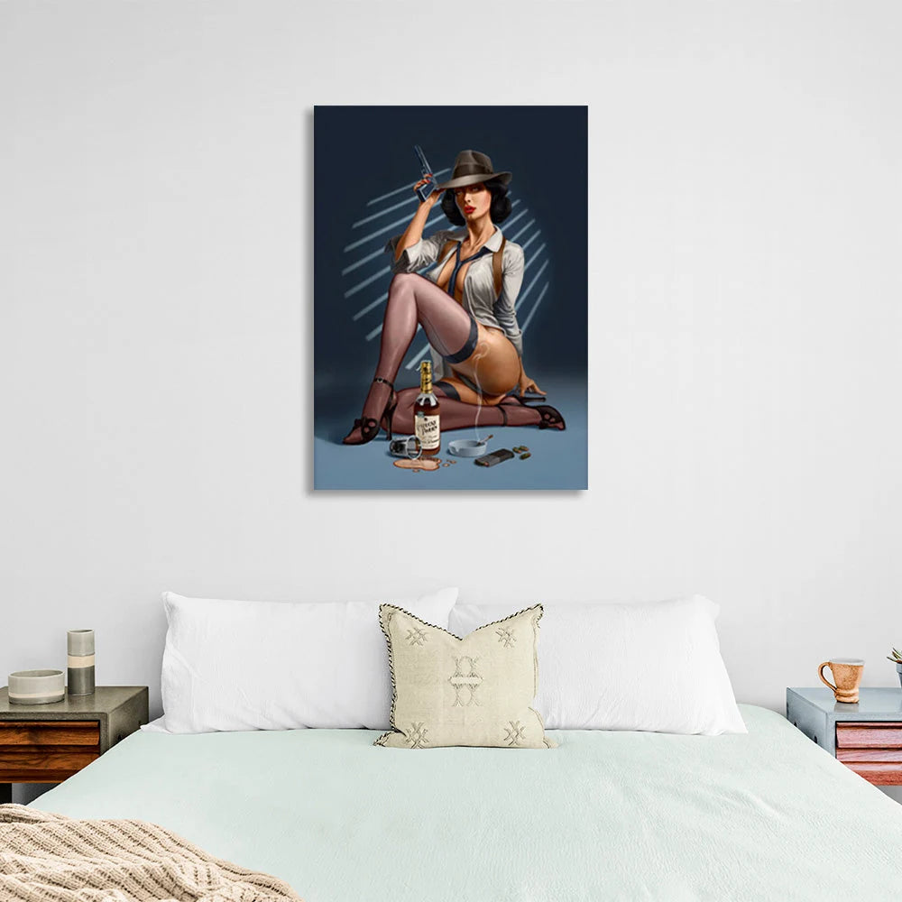 Räubermädchen, Gemälde auf Leinwand.