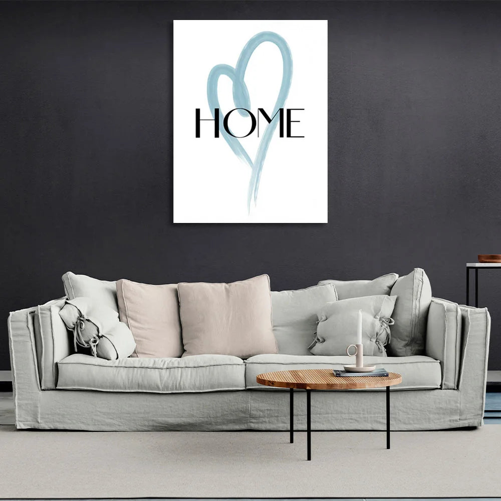 Leinwandbild mit der Aufschrift „HOME“