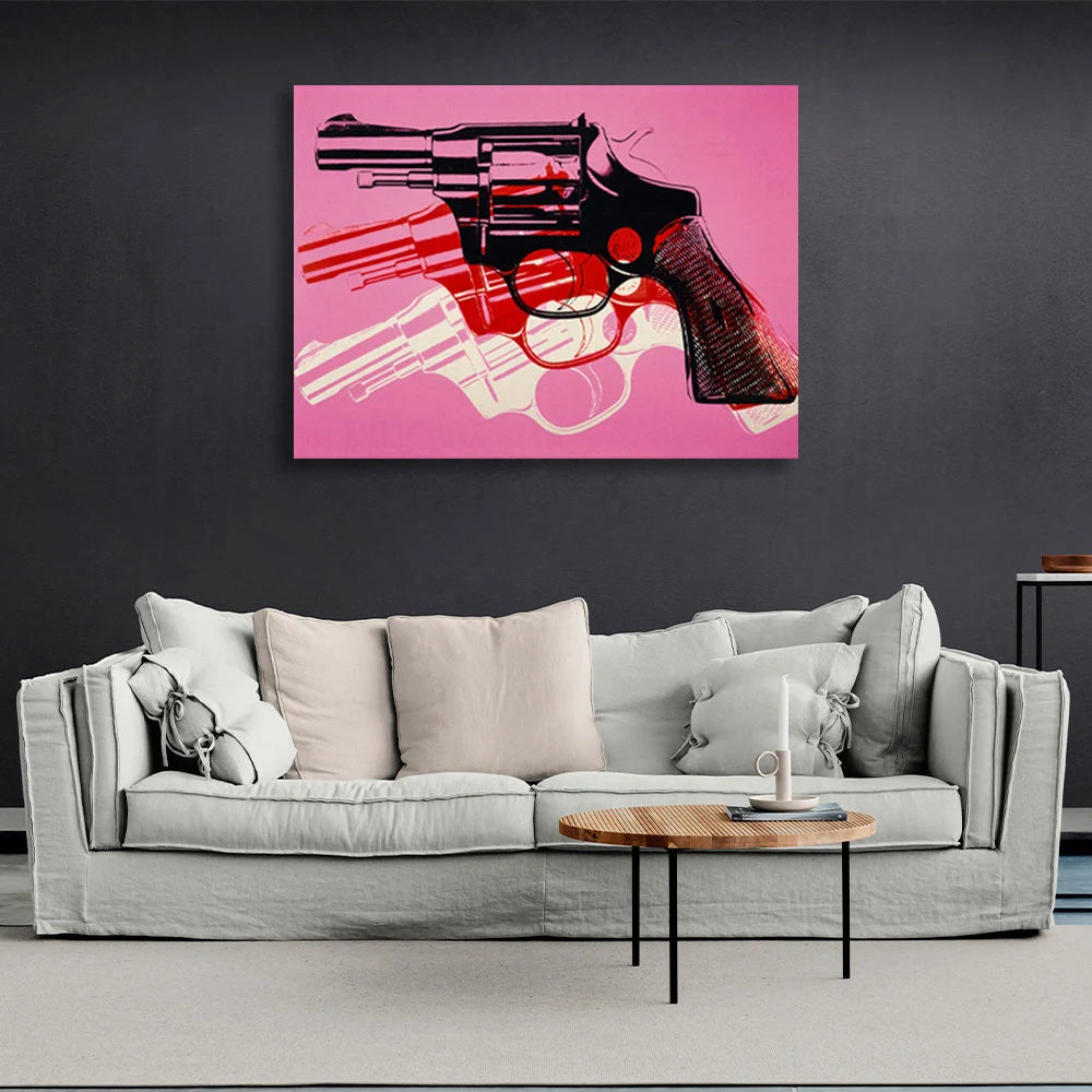 Leinwandbild „Drei Revolver in verschiedenen Farben“