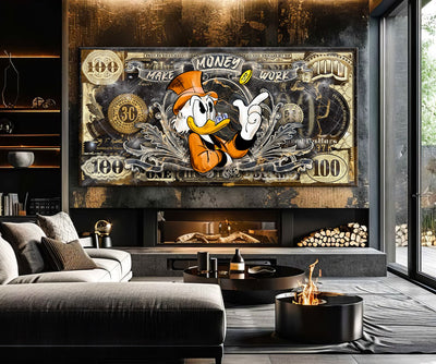 100 Dollars MAKE MONEY WORK Canvas Wall Art