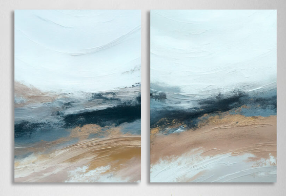 Modularer Kunstdruck auf Leinwand, Motiv: nautische Abstraktion, mehrere Teile
