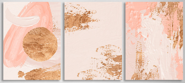 Modularer beige-rosa abstrakter mehrteiliger Leinwand-Kunstdruck