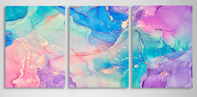 Modularer Kunstdruck auf Leinwand mit mehreren Teilen, Regenbogen-Abstraktion