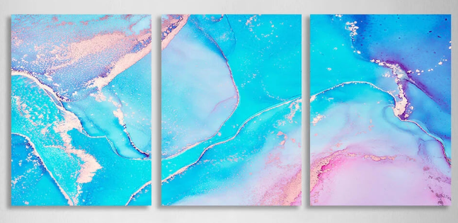 Modularer türkis-rosa abstrakter mehrteiliger Leinwand-Kunstdruck