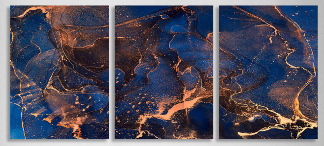 Modular abstract navy and gold Multi Panel Canvas Wall Art Print