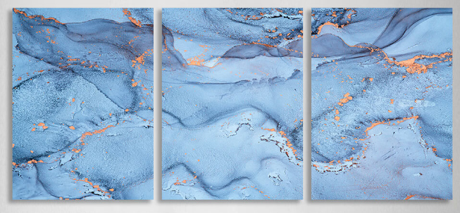 Modular abstract in blue Multi Panel Canvas Wall Art Print