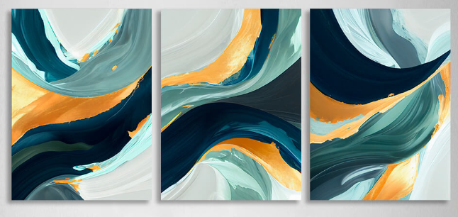 Modularer, farbenfroher Abstraktions-Kunstdruck auf Leinwand, mehrere Teile